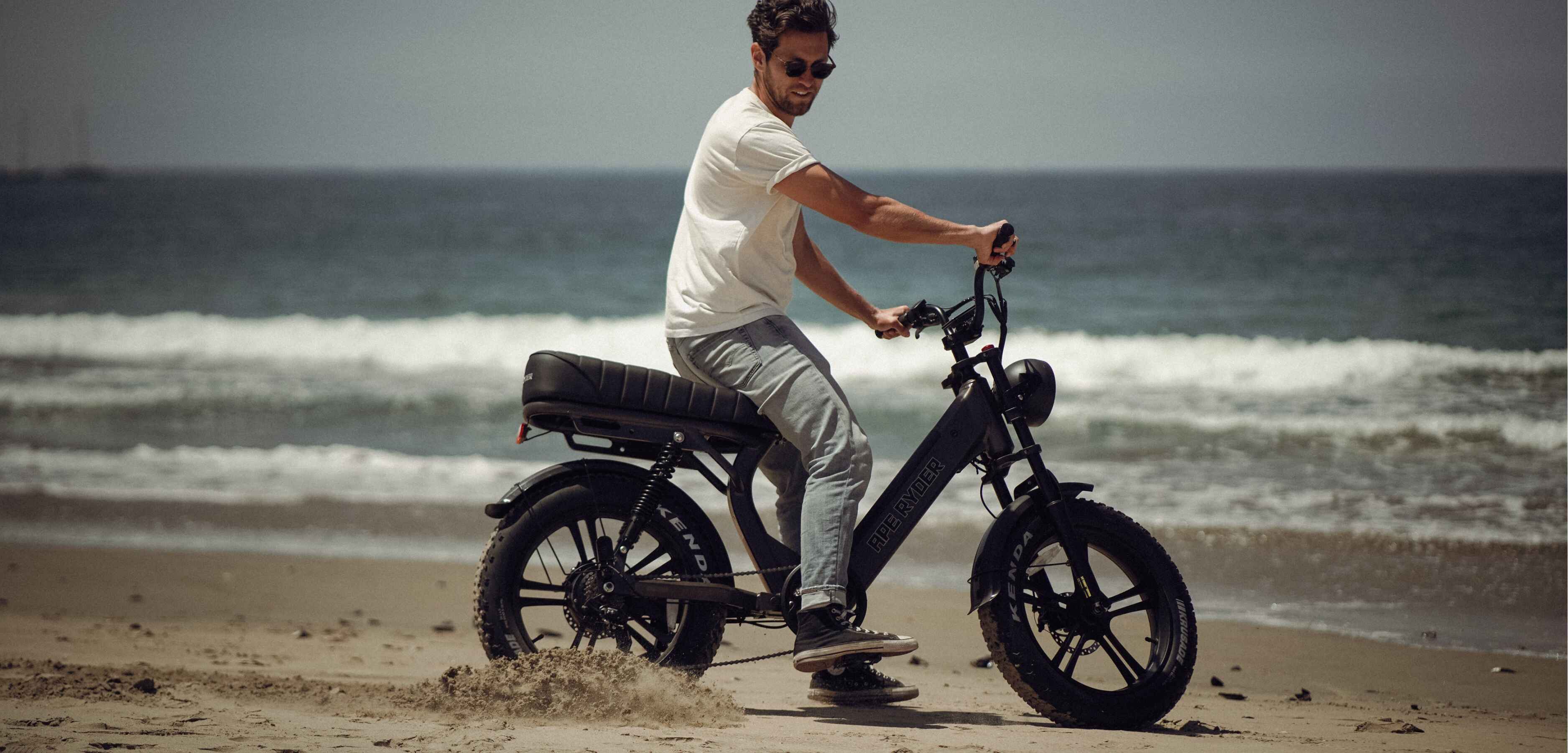 man riding his e-bike