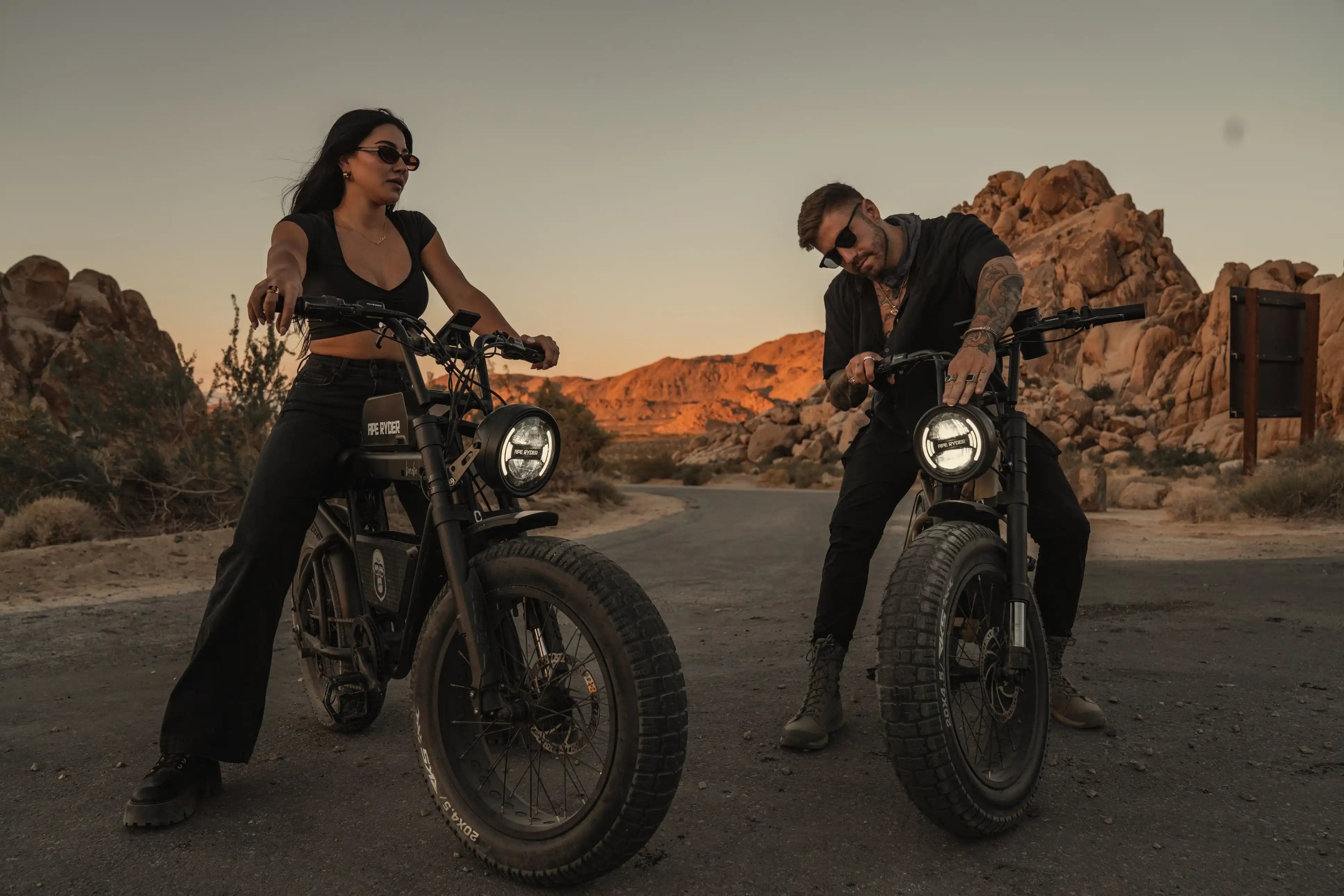 two e-bikes in the desert