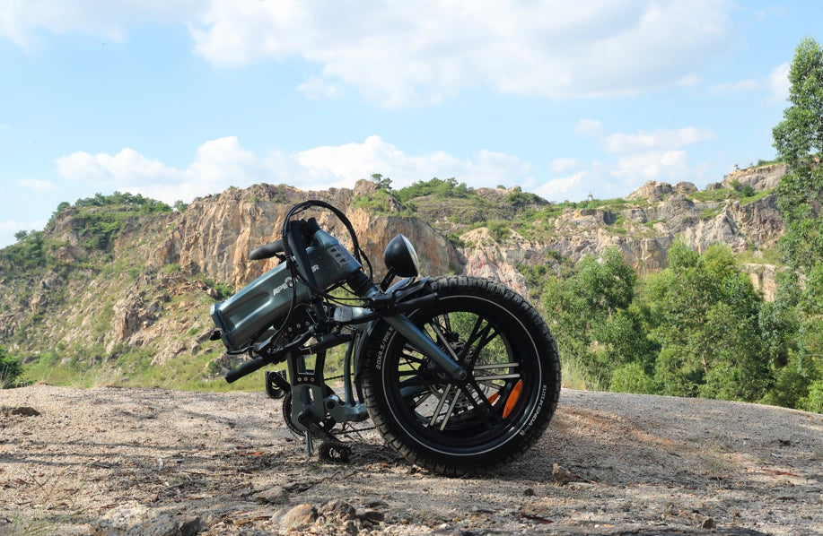 folding ape ryder e-bike in the forest